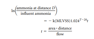 Data for ammonia and alkalinity were collected along the length of an aeration basin 100 ft wide, 18...