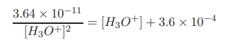 The acidity of a saturated solution of magnesium hydroxide in hydrochloric acid is given by the...-1