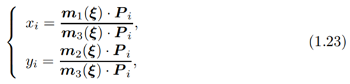 Equation 1.23 gives the expression for the image position of a scene point whose homogeneous...-3