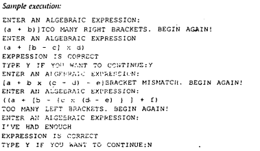 A problem in elementary algebra is to decide if an expression containing several kinds of brackets,...-2