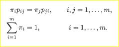 Local balance equations. We are given a Markov chain that has a single recurrent class which is...