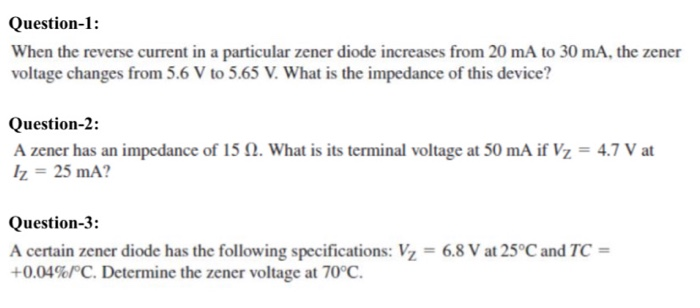 When the reverse current in a particular zener diode increases from 20 mA to 30 mA. the zener...