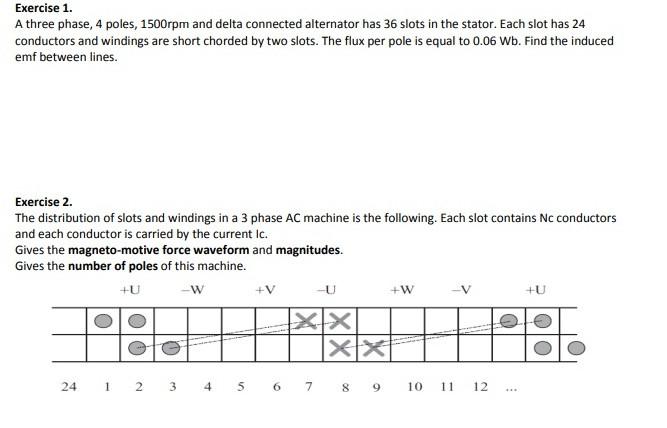 The distribution of slots and windings in a 3 phase AC machine is the following. Each slot contains...