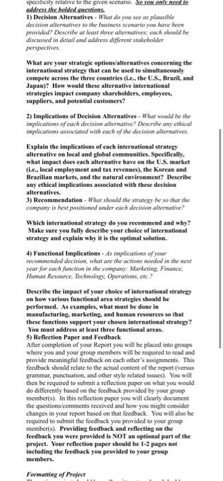 strategic management scenario projectplease I need some ideas for the bolded questions 1-4 don't...-2