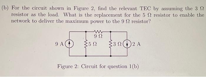 For the circuit shown in Figure 2, find the relevant TEC by assuming the 3 12 resistor as the load....