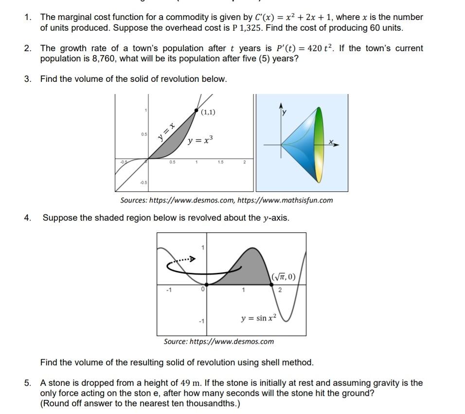 The marginal cost function for a commodity is given by C'(x) = x2 + 2x + 1, where x is the number of...