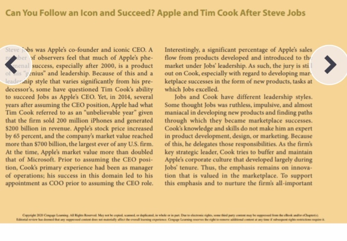 Can You Follow an Icon and Succeed? Apple and Tim Cook After Steve Jobs Steve 'bs was Apple's...