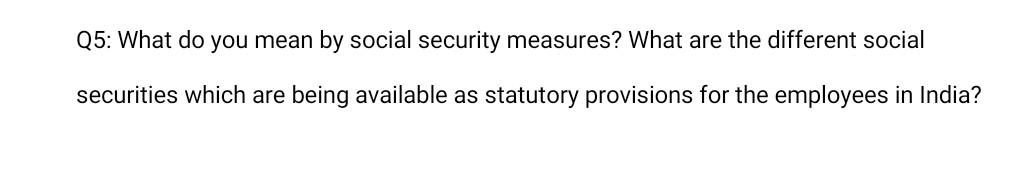 What do you mean by social security measures? What are the different social securities which are...