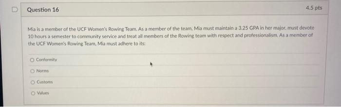 Mia is a member of the UCF Women's Rowing Team. As a member of the team, Mia must maintain a 3.25...