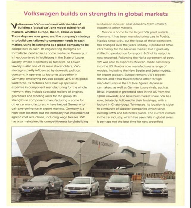 What is the marketing strategy for VW to be successful in China? Volkswagen builds on strengths in...-1