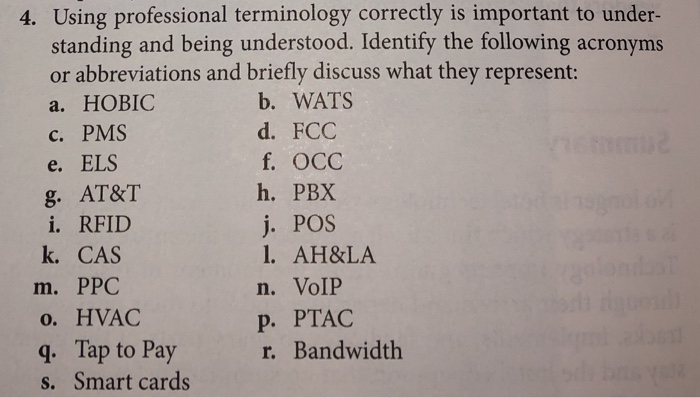 Using professional terminology correctly is important to under- standing and being understood....