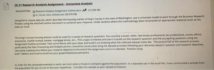 Research Analysis Assignment - Univariate Analysis Attached Fles Research Aralysis Assignment...-1