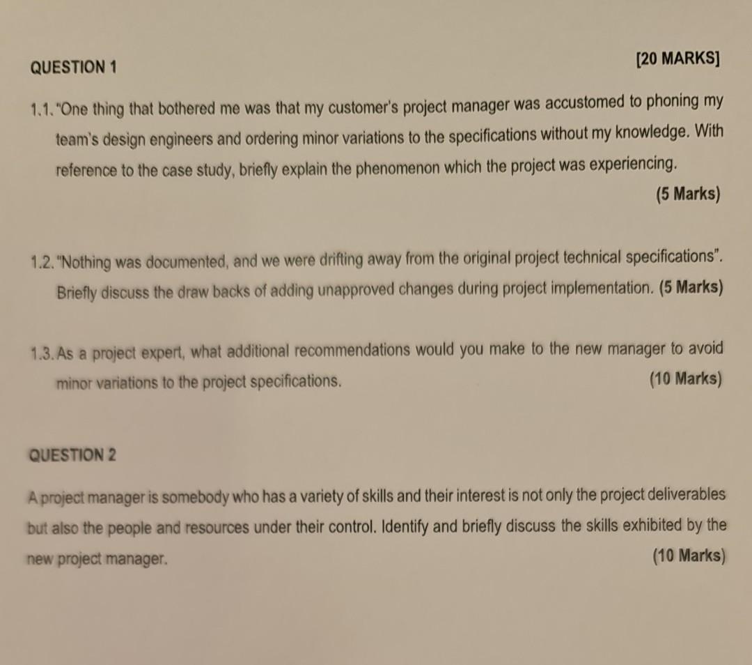 PRINCIPLES OF PROJECT MANAGEMENT The Following Case Study And Answer The Questions That Follow I Was...-3