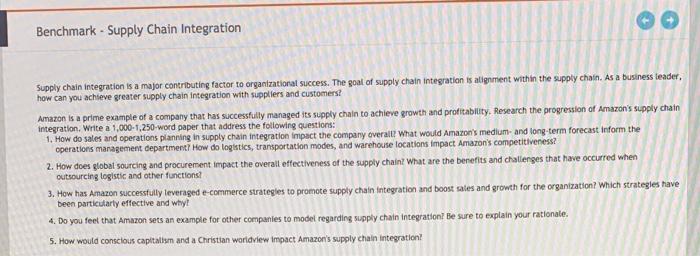 I need a detailed explanation on the suppy chain intergration of Amazon contributing factors to...