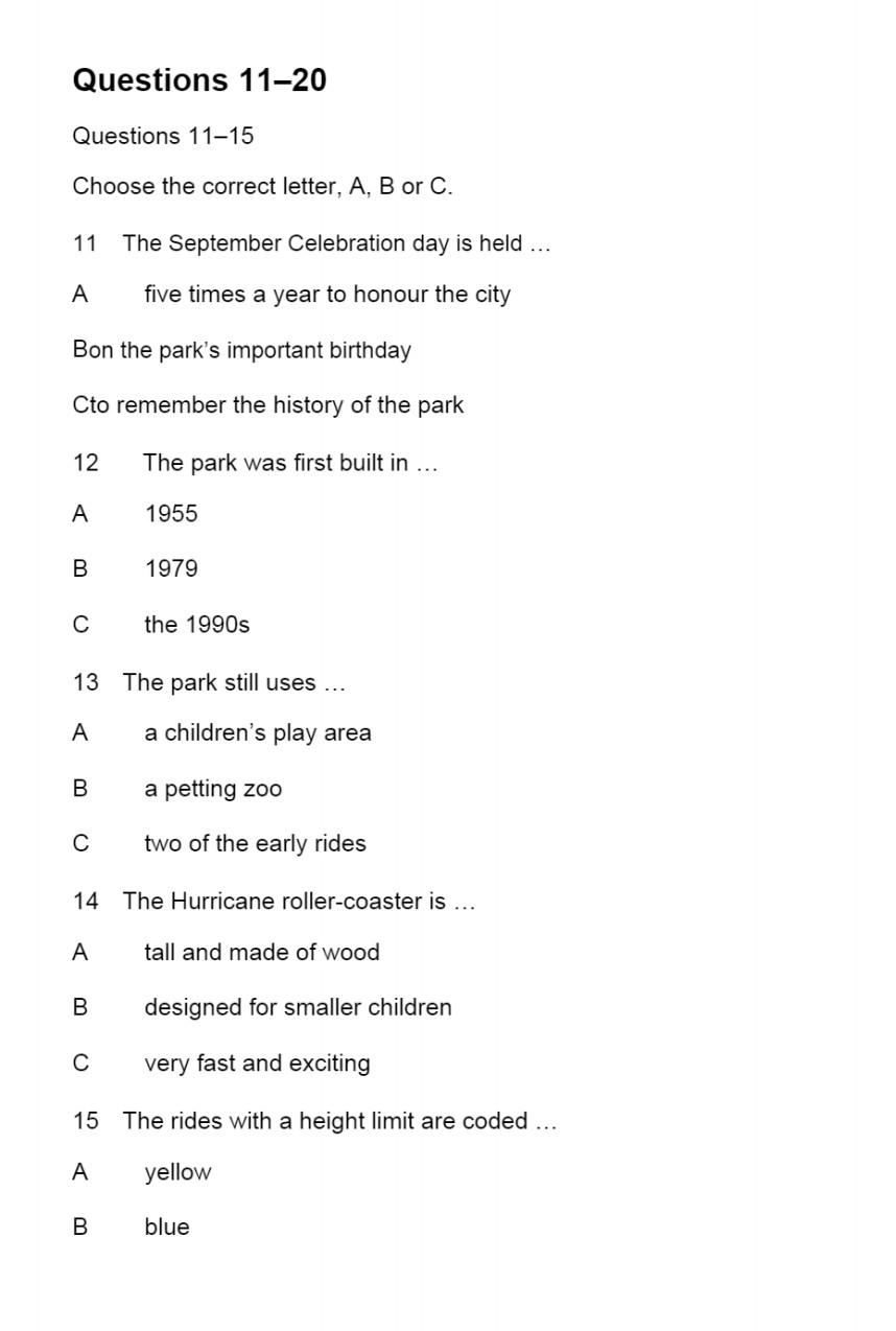 Choose the correct letter, A, B or C. 11 The September Celebration day is held A five times a year...-1