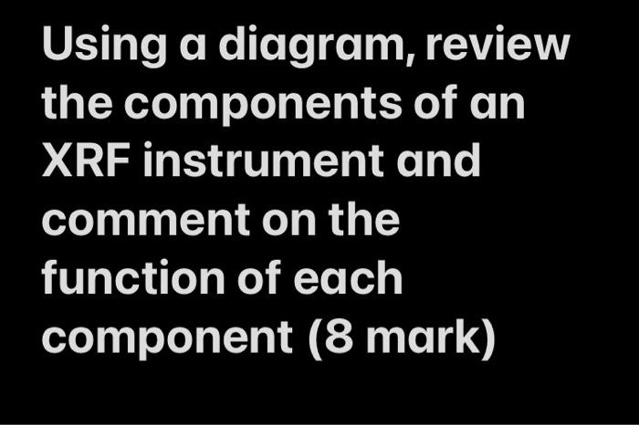 Using a diagram, review the components of an XRF instrument and comment on the function of each...