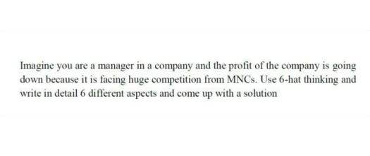 Imagine you are a manager in a company and the profit of the company is going down because it is...