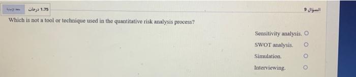 Which is not a tool or technique used in the quantitative risk analysis process? Sensitivity...