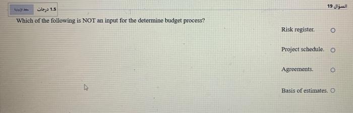 Which of the following is NOT an input for the determine budget process? Risk register o Project...