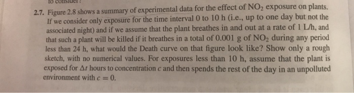 a summary of experimental data for the effect of NO2 exposure on plants. If we consider only...-1