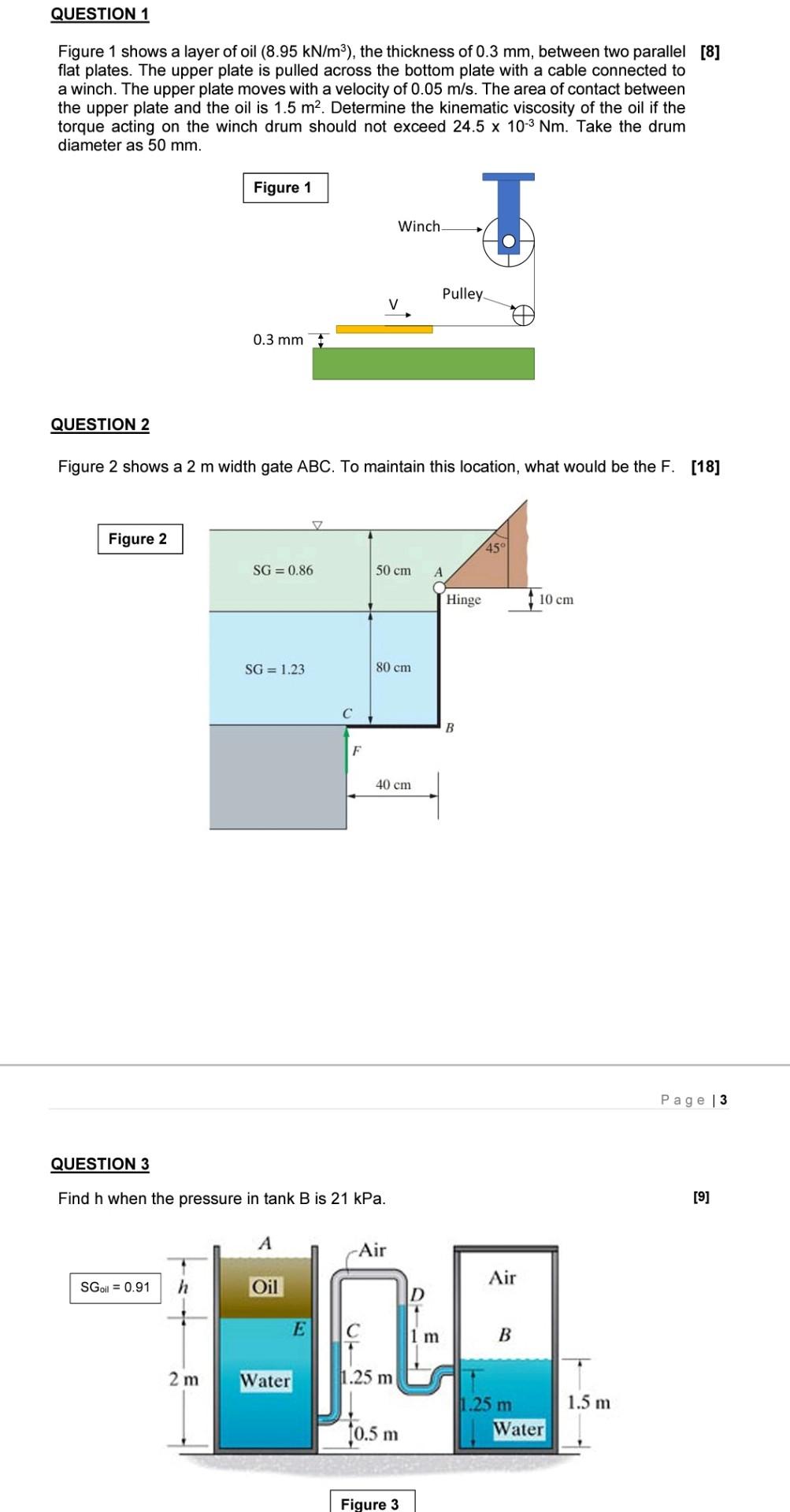 a layer of oil (8.95 kN/m3), the thickness of 0.3 mm, between two parallel [8] flat plates. The...