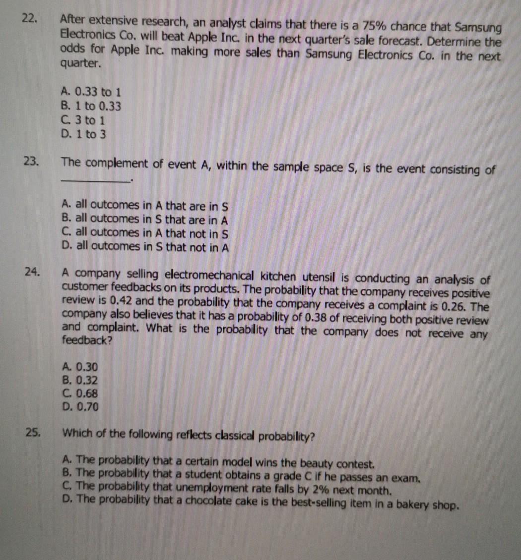 After extensive research, an analyst claims that there is a 75% chance that Samsung Electronics Co....