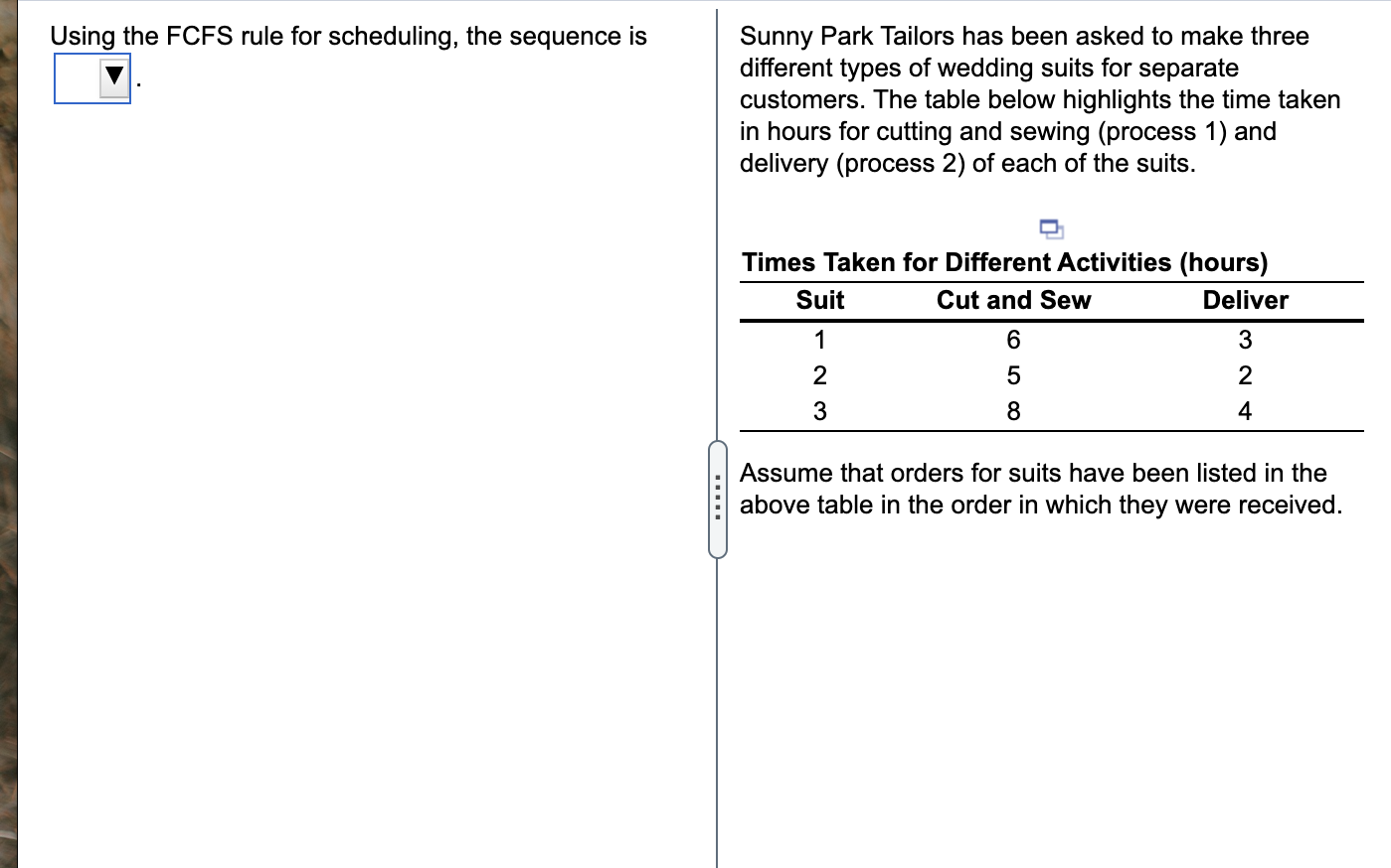 1)Using the FCFS rule for? scheduling, the sequence is 2)For the schedule developed using the FCFS?...