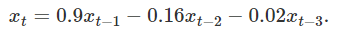 In time series: consider the following AR(3) model where the white noise has a variance of 1. write...-1