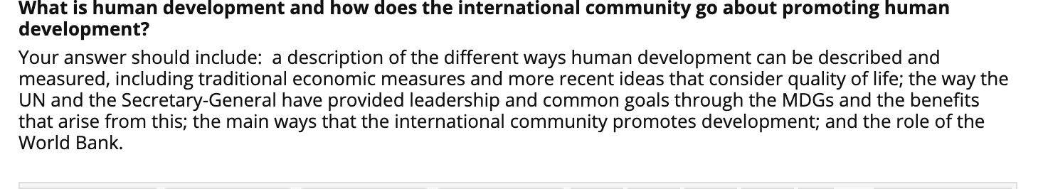 What is human development and how does the international community go about promoting human...