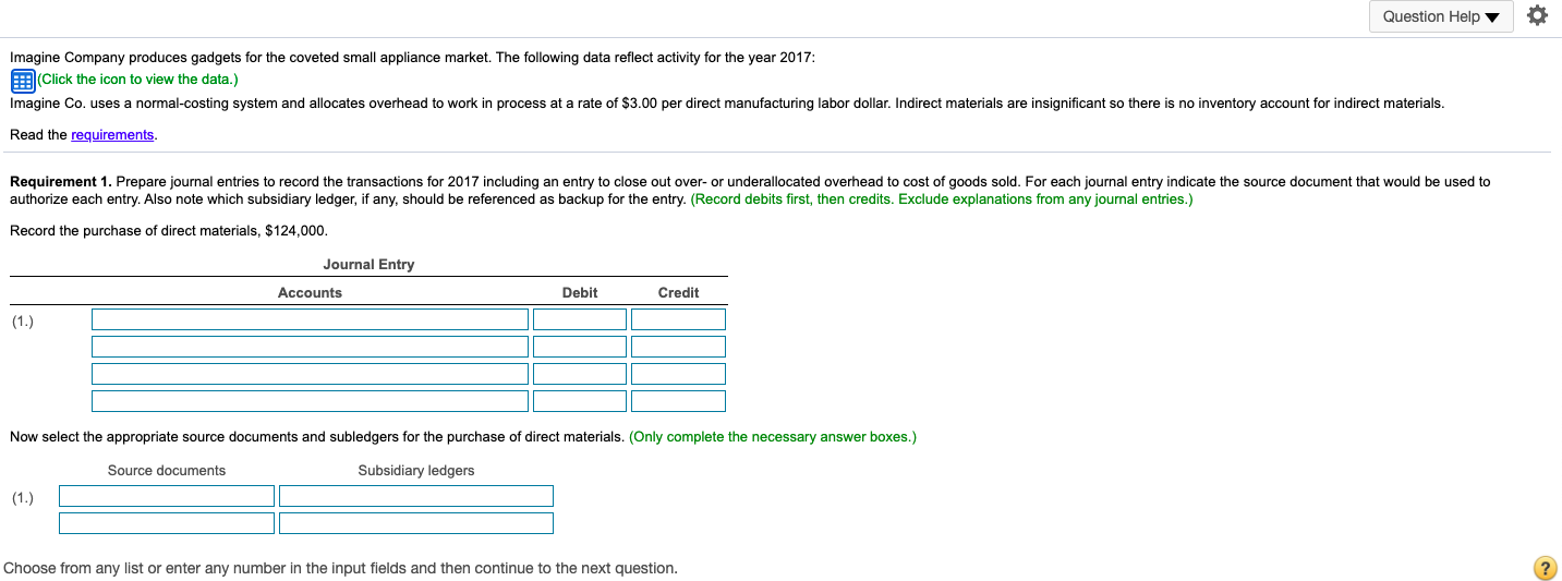 Question Help O Imagine Company Produces Gadgets For The Coveted Small Appliance Market. The...