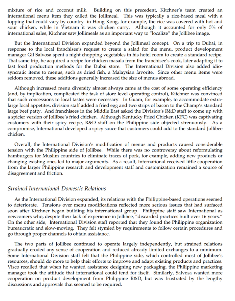 1. How was Jollibee able to build its dominant position in fast food in the Philippines? What...-9