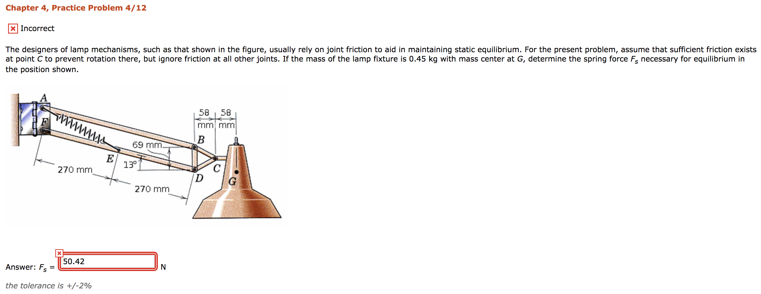 The designers of lamp mechanisms, such as that shown in the figure, usually rely on joint friction...