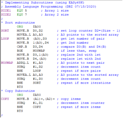 Complete the Assembly Language program where the ‘MAIN’ routine sets the parameters (D0-D7, A0-A6,...