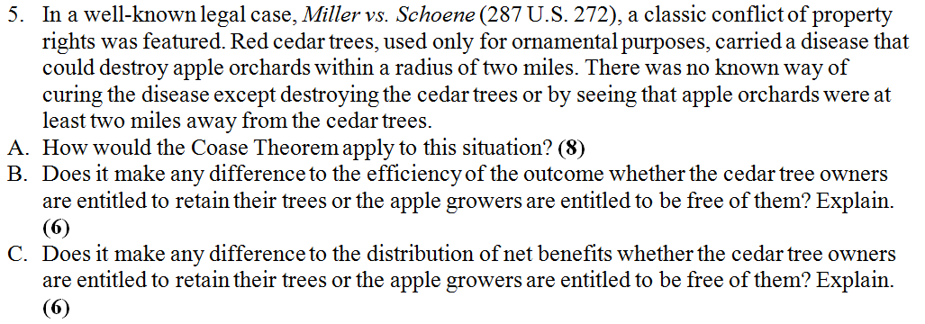 In a well-known legal case, Miller vs. Schoene (287 U.S. 272), a classic conflict of property rights...