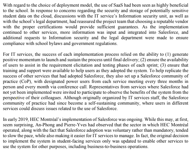 Question: HEC Case Study Part C 1. In your assessment, was the CRM project a success, defend your...-9