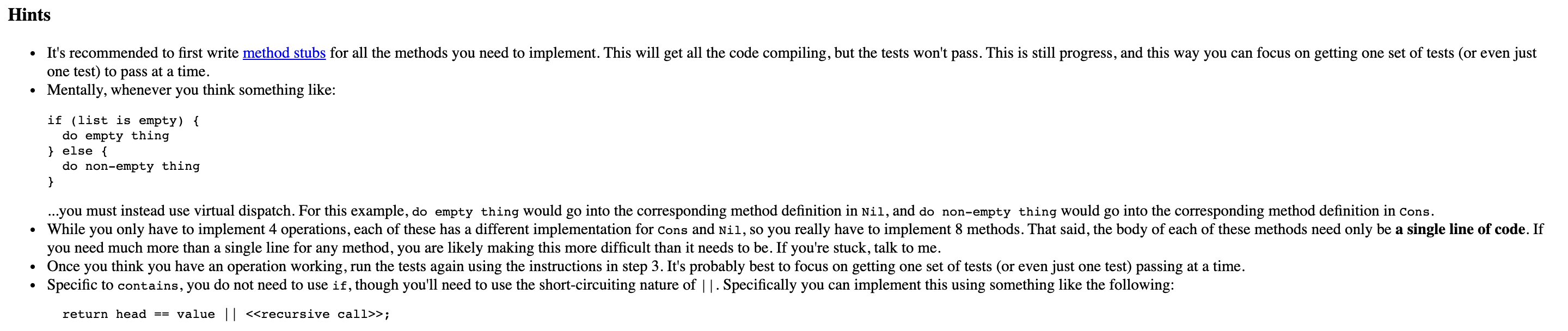 For this assignment, you'll be working with an immutable linked list implementation, a type of...-2