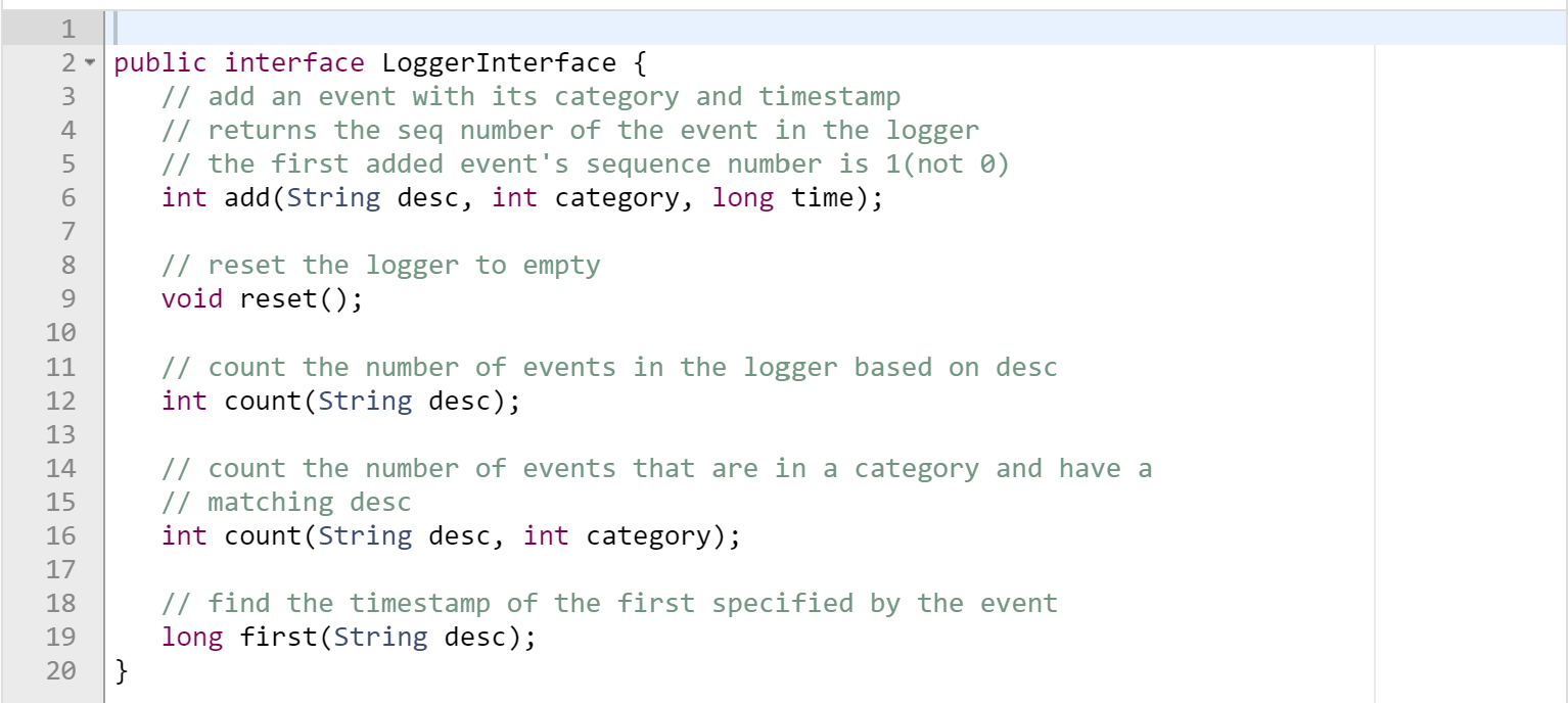 DO NOT USE ARRAYLIST in this lab. Logger objects are often used to keep track of what happened in an...-1