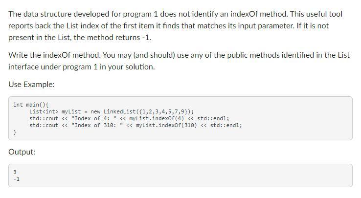 Program in c++ PROGRAM 1: List.h(sorry I put a function and made a mistake) // File: List.h //...