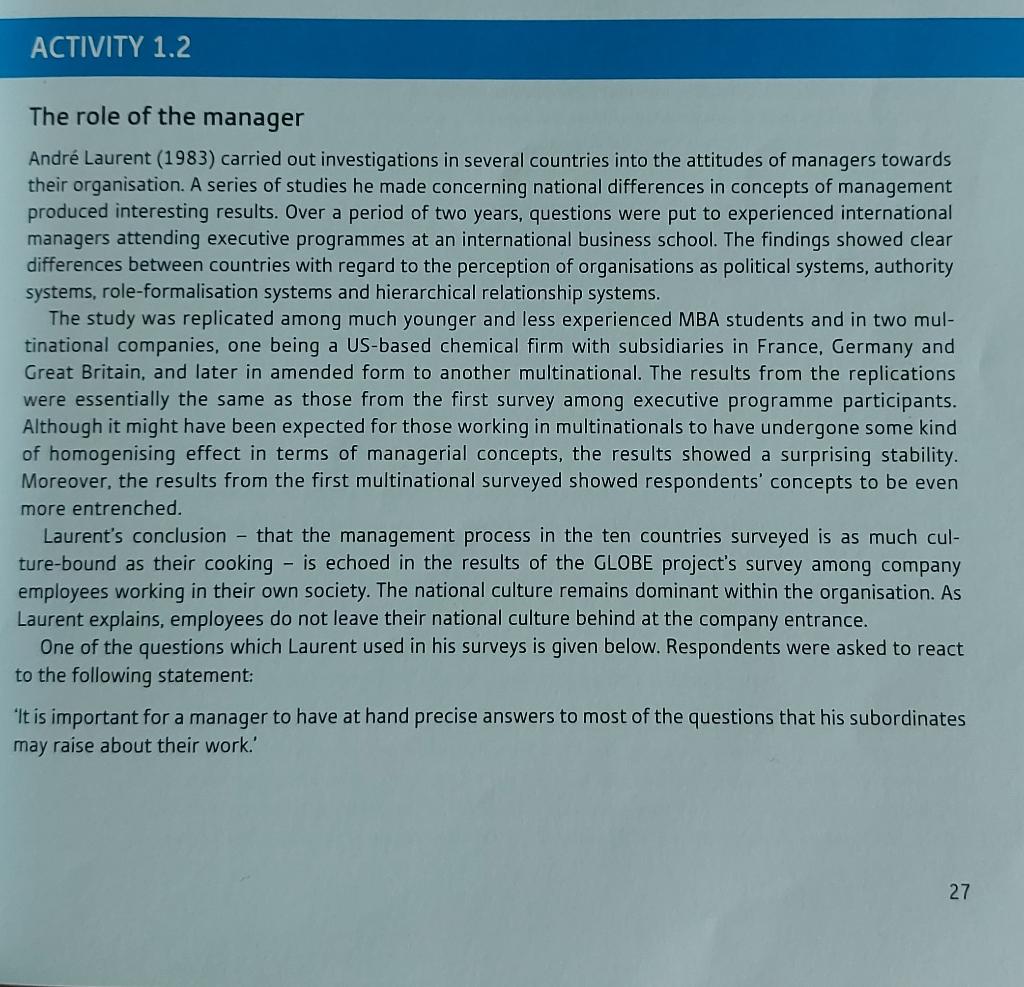 Question 1. Using the Percentages given in the above Figure, how would you characterise the...-1