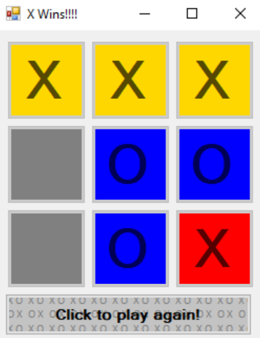 Visual Basic C# - Game The code below sets up a game of Tic Tac Toe. HAS to have the following code...