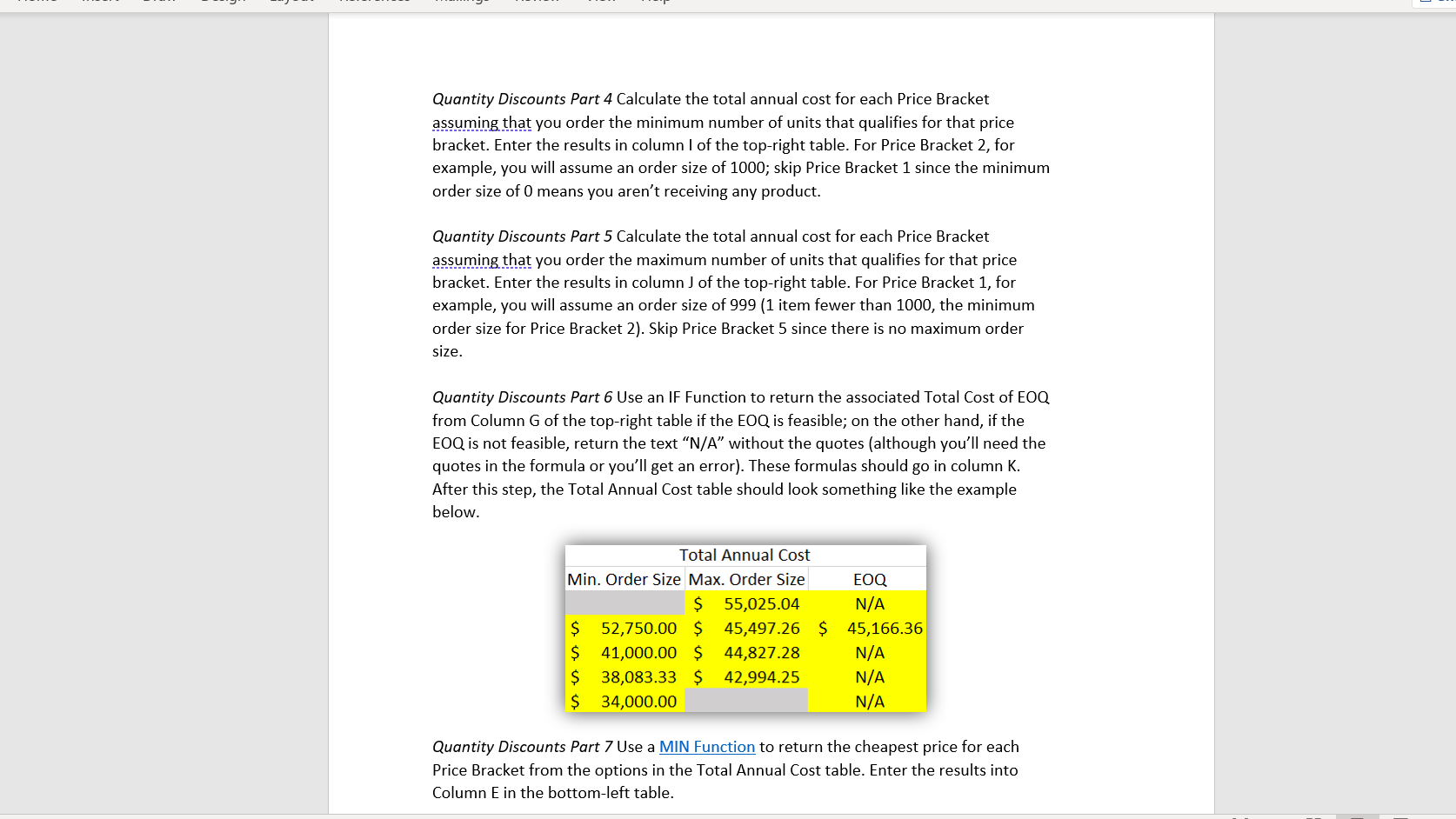 insert Draw Design Layout References Mallings Review view Help Share Quantity Discounts The Quantity...-1