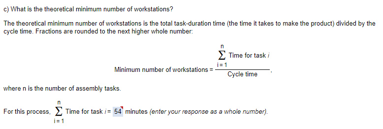 idont undestant the how to cauklate the S What is the theoretical minimum number of workstations?...-1