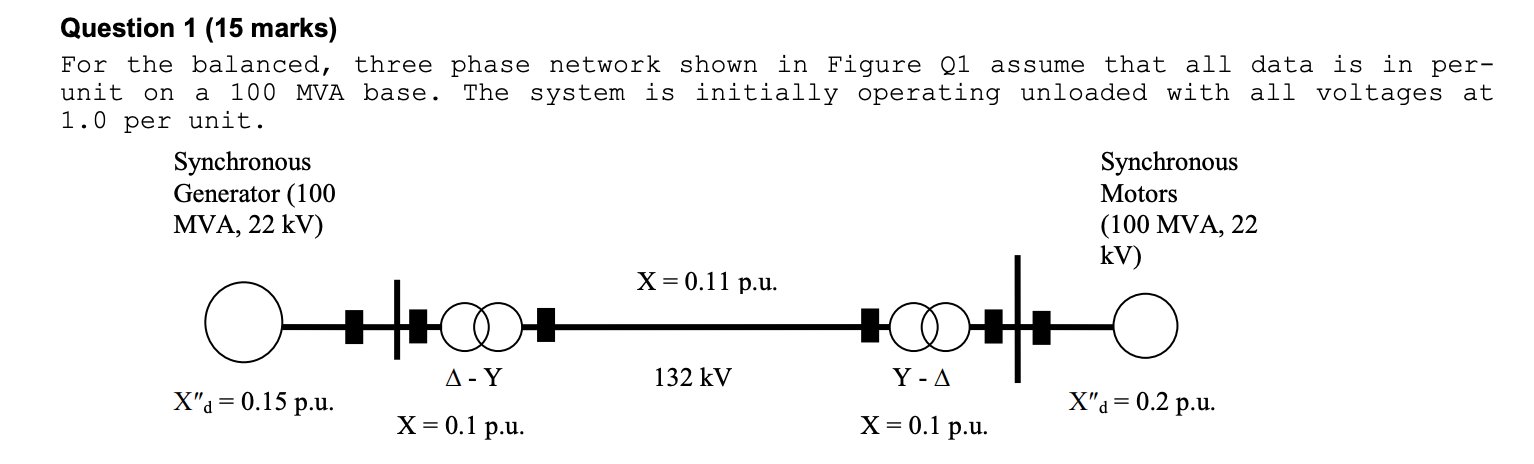 For the above two-bus system (containing Generator Bus and Motor Bus), draw the per-phase impedance...