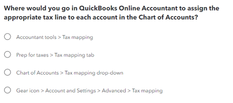Where would you go in QuickBooks Online Accountant to assign the appropriate tax line to each...