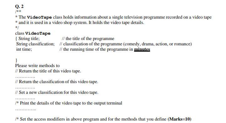 The VideoTape class holds information about a single television programme recorded on a video tape...