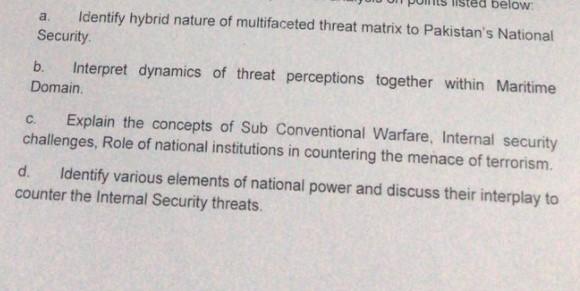 GIve the analysis of the above by considering the points below: Pakistan, due to its inherent...