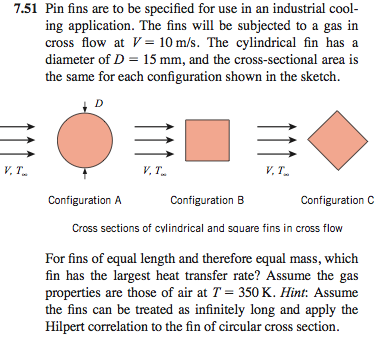 Pin Fins Are To Be Specified For Use In An Industrial Cooling Application. The Fins Will Be...