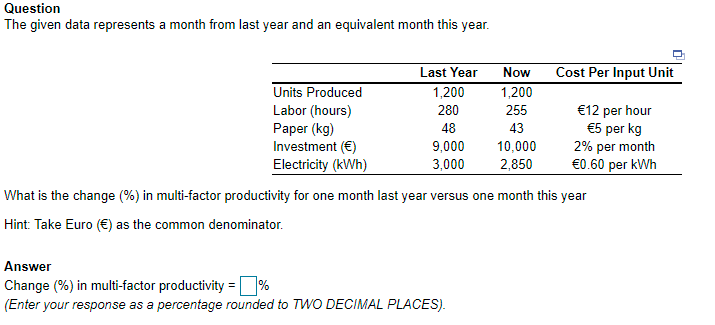 data represents a month from last year and an equivalent month this year. Last Year Now Cost Per...