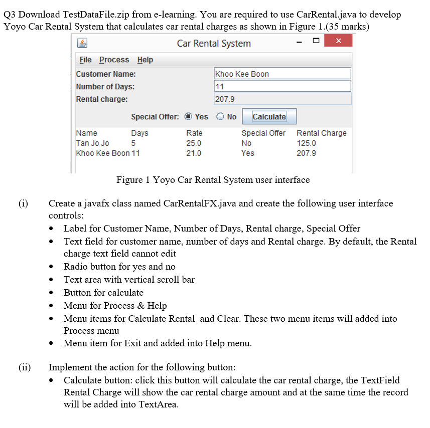 The code is here: CarRental class: public class CarRental { //--------------------Instant...-1