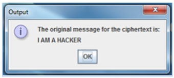 Consider a plain text message “I AM WHITE HAT”. Encrypt it with the help of the following algorithm:...-4